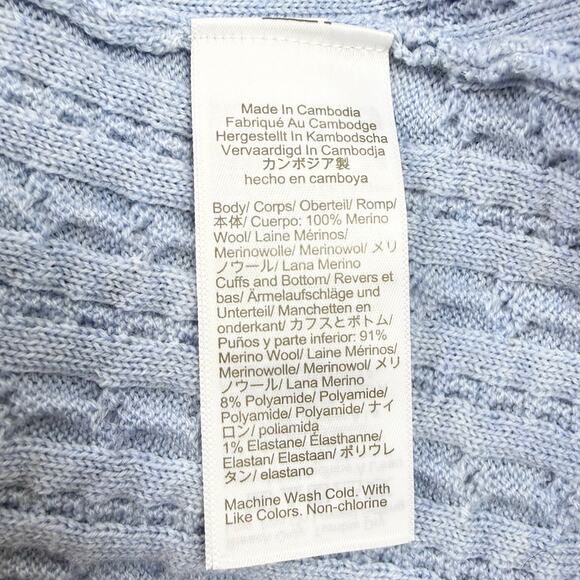 J Crew Cable Knit Crewneck Cardigan 100% Merino Wool Women's XS Blue - Picture 10 of 13